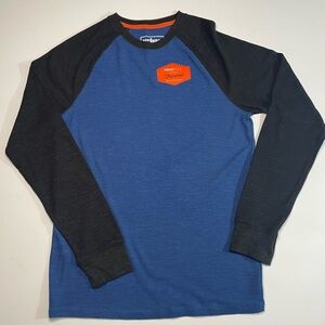 URBAN PIPELINE THERMAL BLUE & BLACK STRETCH LONG SLEEVE CREW NECK TOP SIZE MED